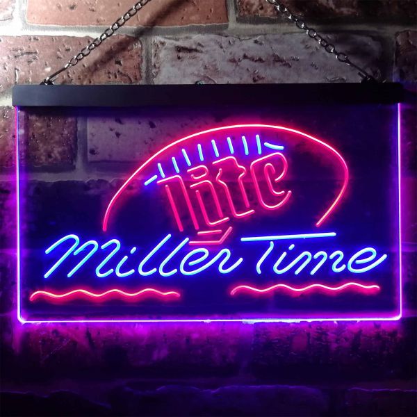 Miller Lite Football Dual LED Neon Light Sign